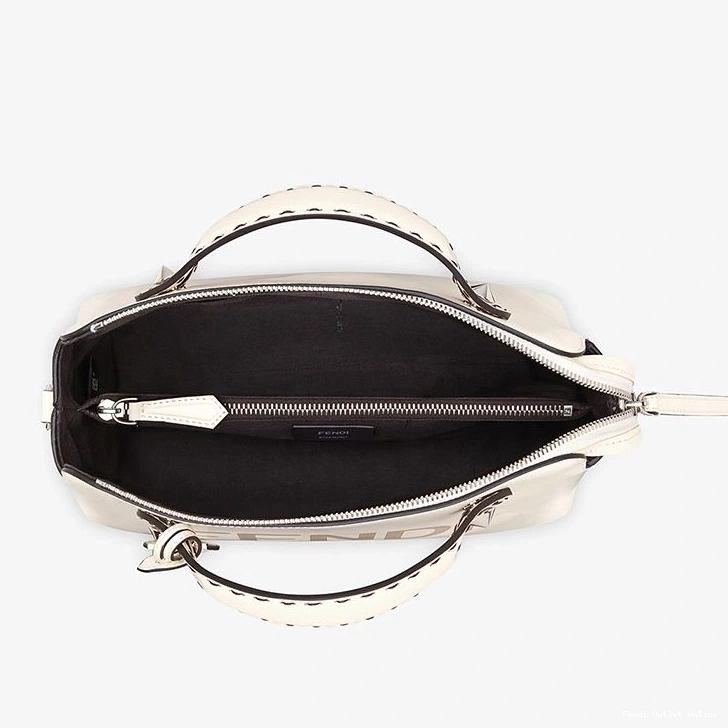 Affordable White Fendi The Calf Boston ROMA In Bag Leather By Way Logo Medium 0720